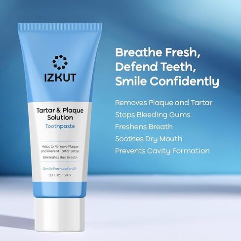 Plaque & Tartar Remover Toothpaste for Teeth: Removes Plaque & Reduces Tartar - Long-Lasting Fresh Breath, Gum-Friendly, SLS Free Dental Gel, Enamel Support Toothpaste for Adults & Kids, Wintergreen in Kuwait