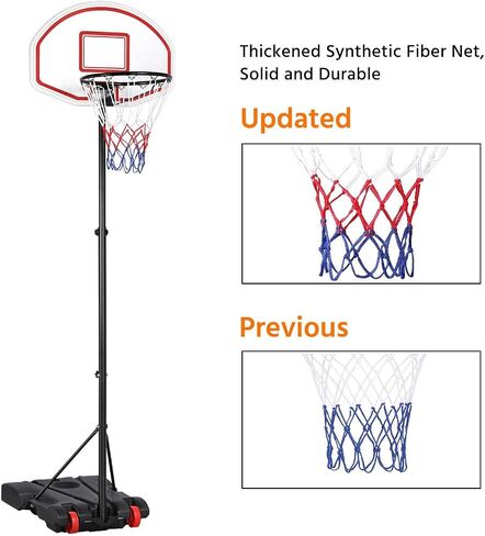 Yaheetech Portable Basketball Hoop for Kids Outdoor Basketball Goals Indoor Basketball Court Youth Adjustable Basketball Stand 6.4-8.2ft Height Adjustable, Black/Red in Saudi Arabia