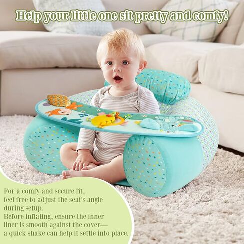 Upgraded Blublu Park Wider U-Shape Inflatable Sit Me Up Floor Seat for Baby 3-36 Months with Cover, Portable Baby Chair with Activity Sensory Tray for Sitting Up, Infant Floor Seats & Loungers, Piano in Saudi Arabia