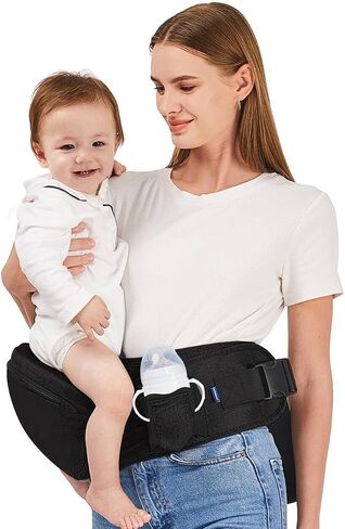 Baby Hip Carrier,Adjustable Extended Waistband with Various Pockets-Ergonomic,Baby Carrier with Hip Seat for Newborns & Toddlers(Black) in Saudi Arabia