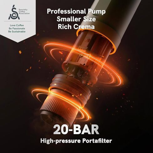 Outin Nano Machine Electral Espresso Machine ، صانع القهوة السفر للتخييم ، وصانع القهوة للسيارات مع USB-C ، مع كبسولة Ground Coffee و NS للربع المشي لمسافات طويلة ، والمشي لمسافات طويلة ، والمكتب in Kuwait