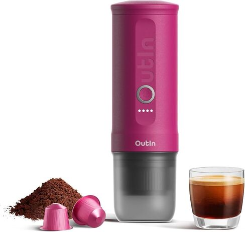 OutIn Nano Portable Electric Espresso Machine, Travel Coffee Maker for Camping, Car Coffee Maker Self-Heating with USB-C, With Ground Coffee & NS Capsule for RV, Hiking, Office in Kuwait