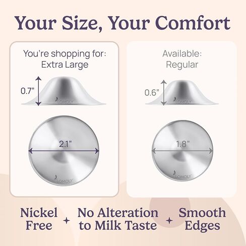 تغطي الحلمة الفضية التهوية الرضاعة الطبيعية: نقي 999 Silver Nipple Shield | أكواب التمريض الفضية مع دروع الثدي ، مضخة الثدي الخالية من اليدين (R: 1.8 × 0.6) in Kuwait