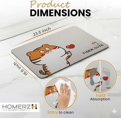 Homerz Stone Bath Mat – Premium Diatomaceous Earth Bath Mat, Rock Absorbent Bath Mats for Bathroom, Modern Stone Drying Mat, Shower Mat Outside Shower, Tapetes para Baño 23.6"x15.3" Gray in Saudi Arabia