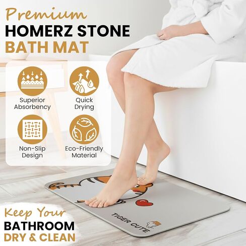 Homerz Stone Bath Mat – Premium Diatomaceous Earth Bath Mat, Rock Absorbent Bath Mats for Bathroom, Modern Stone Drying Mat, Shower Mat Outside Shower, Tapetes para Baño 23.6"x15.3" Gray in Saudi Arabia
