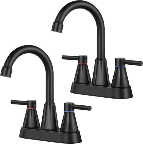 4 inches Bathroom Faucet for 3 Hole,2-Handle Bathroom Sink Faucets with Pop Up Drain (Matte Black) in Saudi Arabia