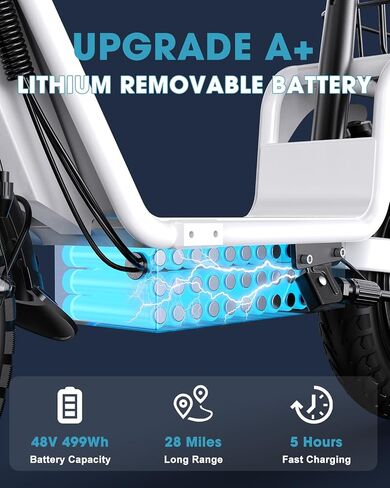 Peak 900W Electric Scooter Adults with Seat, 33 Miles Range, 48V 10.4Ah Removable Li Battery, 20MPH Folding E Scooter with Large Middle Basket, with Phone Holder Ebike for Pets & Cargo, Black in Kuwait