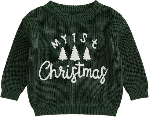 My First Christmas Baby Girl Outfit Infant Chunky Knitted Sweater Oversized Pullover Sweatshirt Xmas Winter Clothes in Saudi Arabia