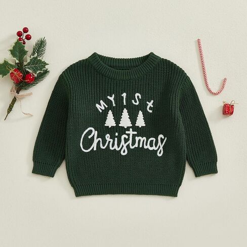 My First Christmas Baby Girl Outfit Infant Chunky Knitted Sweater Oversized Pullover Sweatshirt Xmas Winter Clothes in Saudi Arabia