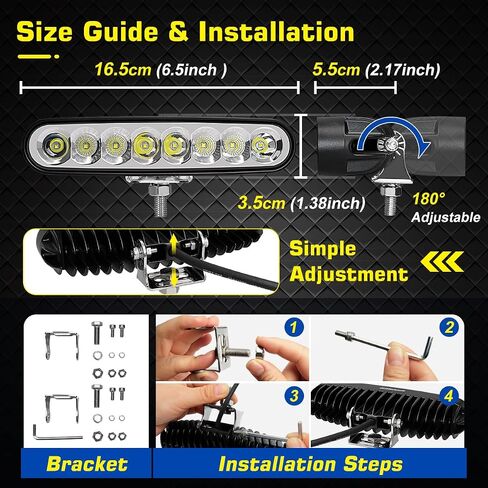 Upgrade LED Boat Lights with On/Off Switch, Super Bright Solid Waterproof Spotlight with Clip on Mount, Dual Power White T-Top 12V Marine Light Bar Spreader for Boat Dock Decking Truck Night Fishing in Kuwait
