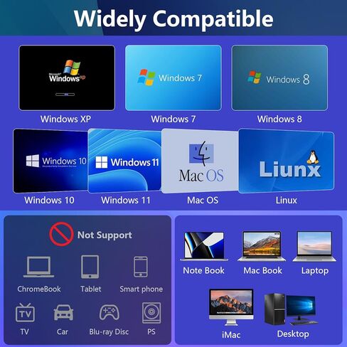 محرك الأقراص المضغوطة/DVD الخارجي Agptek ، و USB 3.0 Slim DVD Burner مع محول Ethernet ، ومنافذ USB وفتحات بطاقة TF/SD ، وقارئ/كاتب مشغل CD/DVD للكمبيوتر المحمول ، والكمبيوتر الشخصي ، و MacBook ، و Windows ، Linux ، Mac OS in Saudi Arabia
