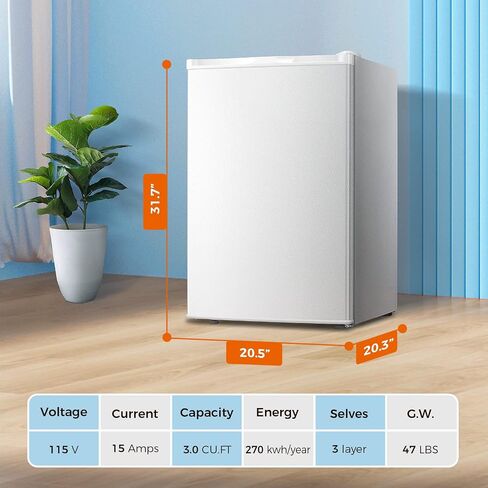 Kismile 2.1 Cu.ft Compact Upright Freezers with Reversible Single Door,Removable Shelves Mini Freezer with Adjustable Thermostat for Home/Kitchen/Office (2.1 Cu.ft, Stainless Steel) in Saudi Arabia