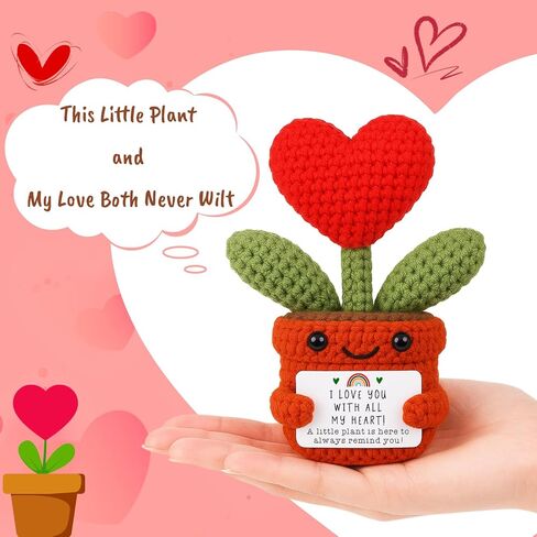 Heart Potted Plants Emotional Crochet Encouragement Thank You Get Well Gift for Students, Professionals, Patients, Entrepreneurs, Teacher, Friend, Coworker for Thanksgiving, Birthday, Recovery Care in Kuwait