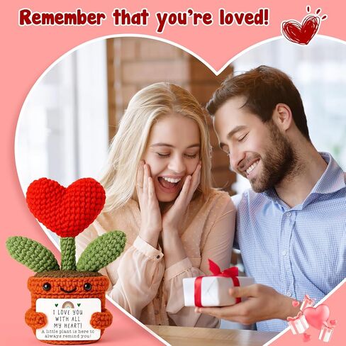 Heart Potted Plants Emotional Crochet Encouragement Thank You Get Well Gift for Students, Professionals, Patients, Entrepreneurs, Teacher, Friend, Coworker for Thanksgiving, Birthday, Recovery Care in Kuwait