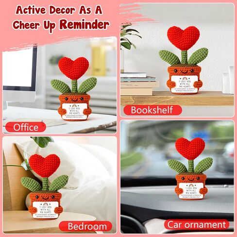 Heart Potted Plants Emotional Crochet Encouragement Thank You Get Well Gift for Students, Professionals, Patients, Entrepreneurs, Teacher, Friend, Coworker for Thanksgiving, Birthday, Recovery Care in Kuwait