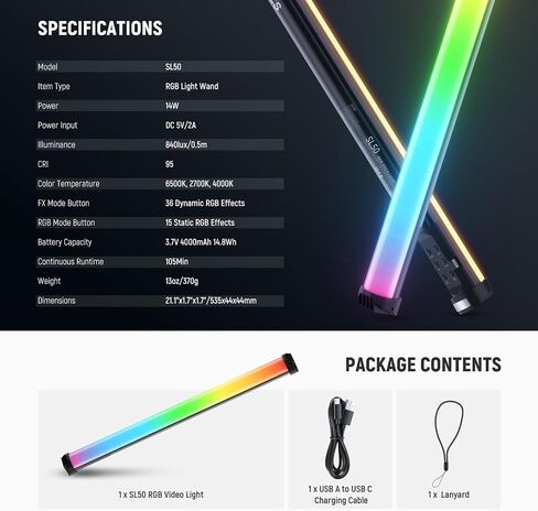 NEEWER Basics 12" Magnetic RGB Light Wand, CRI95 Dimmable 8W LED Handheld Video Tube Lighting Stick with 51 RGB Modes, 2000mAh Battery for YouTube TikTok Camera Streaming Studio Video Recording, SL30 in Saudi Arabia