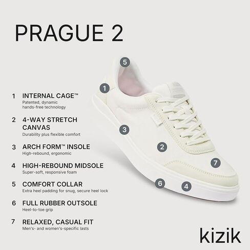 Kizik Slip on Sneakers: Prague 2 - Court Style ، Canvas 4 اتجاهات مع تفاصيل من جلد الغزال ، أحذية غير رسمية للنساء ، الراحة الحرة في الأيدي - عرض Wide Wide Wide in Saudi Arabia