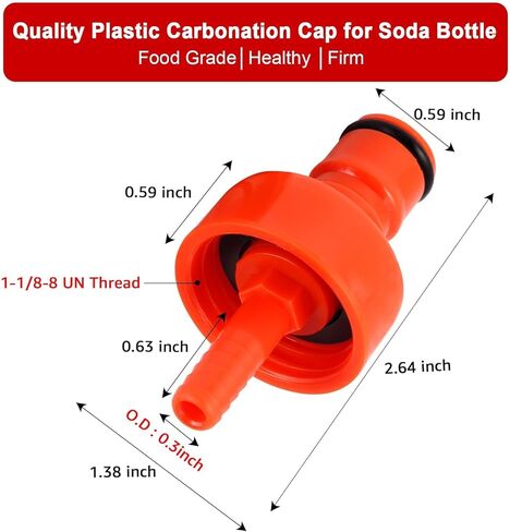 غطاء كاربوناتور ، 4 حزمة غلاف كربنة بلاستيكية 5/16 "Barb Ball Lock Lock Counter Pressing Cap Captonation Carbonation Pet Bottion Cop Co2 Cap for Soda Beer with 9 O-St حلقات إضافية in Saudi Arabia
