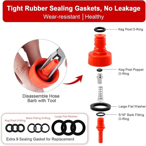 غطاء كاربوناتور ، 4 حزمة غلاف كربنة بلاستيكية 5/16 "Barb Ball Lock Lock Counter Pressing Cap Captonation Carbonation Pet Bottion Cop Co2 Cap for Soda Beer with 9 O-St حلقات إضافية in Saudi Arabia