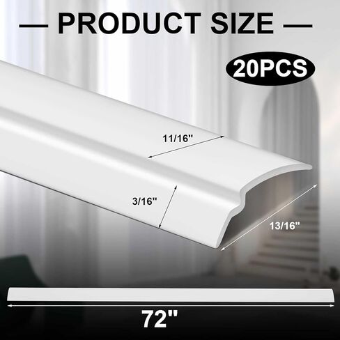 10 Pack 72" Vinyl Snap in Window Glazing Bead Resistant Window Frame Seal Snap in Glazing Bead Vinyl Spline (White) in Kuwait