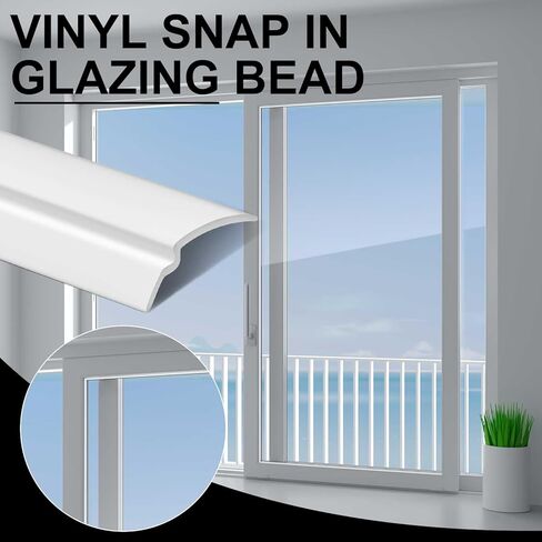 10 Pack 72" Vinyl Snap in Window Glazing Bead Resistant Window Frame Seal Snap in Glazing Bead Vinyl Spline (White) in Kuwait