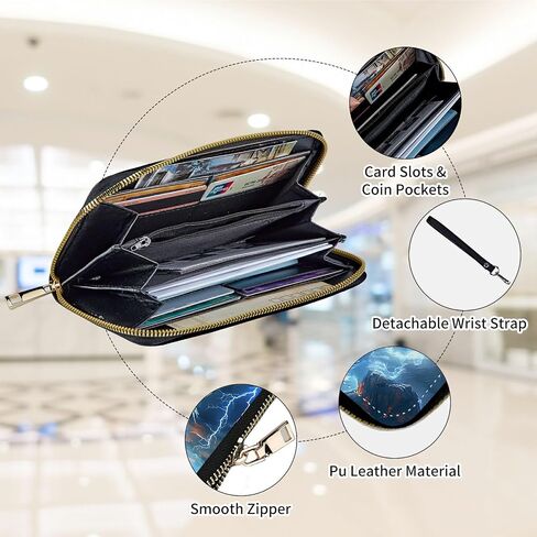 محفظة للسيدات ، سعة كبيرة RFID حظر محفظة معصم الجلود للنساء للسيدات رجال حامل بطاقة الائتمان سحاب محفظة الهاتف محفظة السفر ، بوسطن تيرير كلب in Kuwait