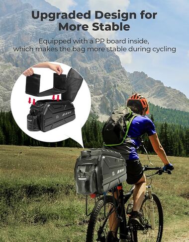 KEMIMOTO Bike Bag 40L EVA Hard Shell, Upgraded Ebike Rear Rack Bag with Waterproof Cover, Bicycle Trunk with Multi-layer Insulation for Commuter Travel Outdoor in Saudi Arabia