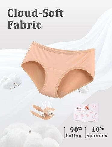 voenxe Women Underwear Cotton Hipster Panties,Stretch Bikini Women's Full Coverage Brief,Soft Breathable Ladies Undies,5 Pack in Saudi Arabia