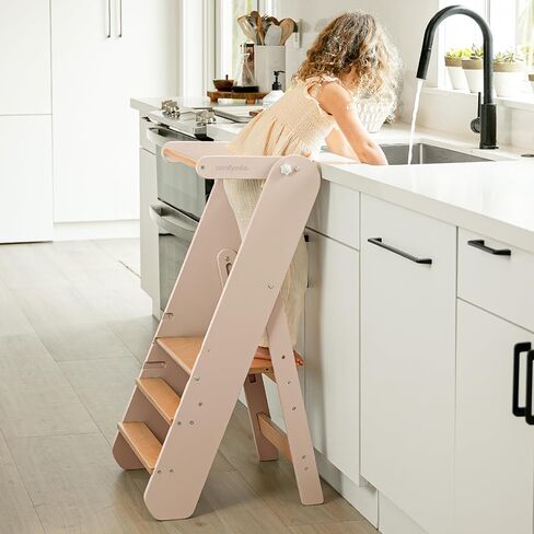 Comfy Cubs Kids Step Stool for Ages 3+, 3 Height Adjustable Toddler Tower, Montessori Furniture Designed in the US - Toddler Standing Tower for Kitchen Sink & Bathroom Access - Sage in Saudi Arabia