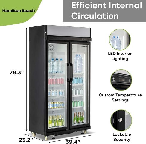 Hamilton Beach HBCB133BLACK, 13.3 Commercial Glass Door Display Merchandiser Refrigerator Cooler, ETL, Black, 13 3 cu ft in Saudi Arabia