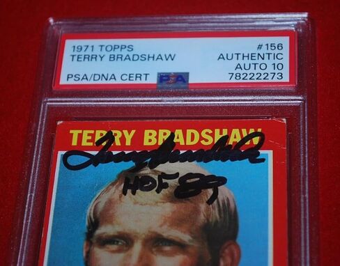 Terry Bradshaw Steelers Signed 1971 Topps Rookie Card RC PSA 78222273 GEM MT 10 - Football Slabbed Autographed Rookie Cards in Saudi Arabia