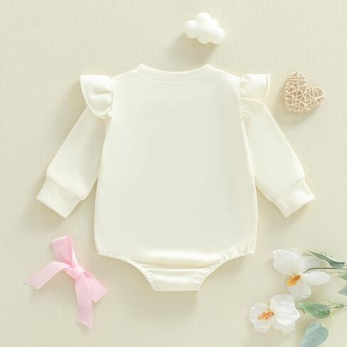 Baby Girl Christian Clothes God is Good Flower Embroidery Bubble Romper Waffle Long Sleeve Bodysuit Fall Outfits in Saudi Arabia