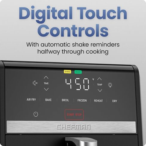 Chefman Air Fryer TurboFry 9-Qt, 6-in-1 High-Powered 450°F Cooking for Crispier French Fries, Chicken, and Onion Rings, XL Windowed Basket, Air Fry, Bake, Broil, Reheat, Dehydrate, Defrost – Black in Kuwait