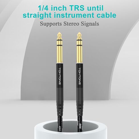 1/4 Inch TRS Cable 2-Pack 6.6FT, Quarter Inch 6.35mm Balanced Stereo Audio Cable, 1/4 to 1/4 Guitar Cables for Electric Guitar Bass Keyboard Mixer in Saudi Arabia