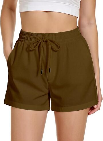 Women's Sweat Shorts Sweatshorts Summer Lounge Cotton Drawstring Cute Fleece Shorts with Pockets Athletic Running Active Elastic Jersey French Terry Shorts 2025 Women Cloth Sweatpants Trendy White in Saudi Arabia