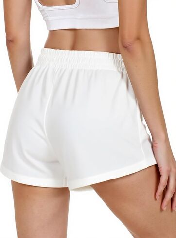 Women's Sweat Shorts Sweatshorts Summer Lounge Cotton Drawstring Cute Fleece Shorts with Pockets Athletic Running Active Elastic Jersey French Terry Shorts 2025 Women Cloth Sweatpants Trendy White in Saudi Arabia