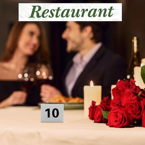 Wenqik 50 Pcs Stainless Steel Table Numbers 1-50 Tent Style 2 x 1.6 Inch Red Double Side Restaurants Table Number Card Signs for Wedding Reception Party Banquets Anniversaries Cafes Bars Supplies in Saudi Arabia