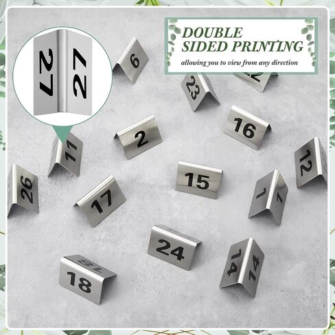 Wenqik 50 Pcs Stainless Steel Table Numbers 1-50 Tent Style 2 x 1.6 Inch Red Double Side Restaurants Table Number Card Signs for Wedding Reception Party Banquets Anniversaries Cafes Bars Supplies in Saudi Arabia