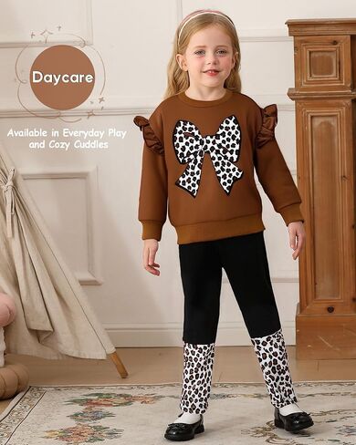 مجموعة ملابس الفتاة Jecson Toddler: Round Neck & Soft Coffits Sweveshirt و Sweats Bans in Kuwait