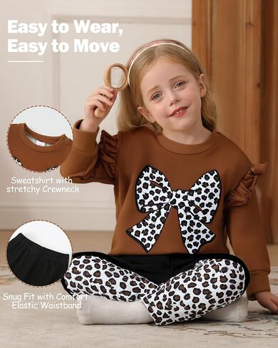 مجموعة ملابس الفتاة Jecson Toddler: Round Neck & Soft Coffits Sweveshirt و Sweats Bans in Kuwait