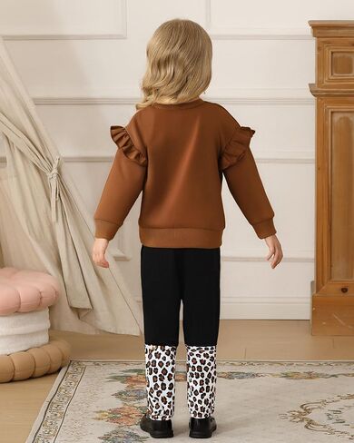 مجموعة ملابس الفتاة Jecson Toddler: Round Neck & Soft Coffits Sweveshirt و Sweats Bans in Kuwait