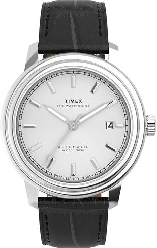 Timex Men's Waterbury Metropolitan 41mm Watch - Black Strap Black Dial Steel Stains Steel in Kuwait