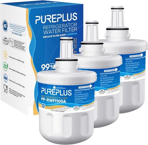 PUREPLUS DA29-00003G NSF 53&42 Certified Water Filter Replacement for Samsung DA29-00003B Aqua-Pure Plus DA29-00003A,DA20-00003G,HAFCU1,DA29-00003F,RFG297AARS,RFG237AARS,RSG257AARS Refrigerator, 3Pack in Kuwait