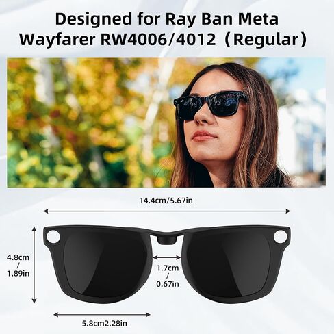 مقطع RCSTYLE المستقطب متوافق مع Ray-Ban Meta Wayfarer (RW4006 Size M Standard 50-22) SMART GANSES CLOON CLIN in Kuwait