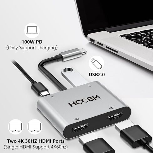 USB C إلى محول HDMI ، 3 في 1 محول USB C HUB مع إخراج 4K HDMI ، 100W PD & USB 3.0 ، محول AV الرقمي Multi Port لـ MacBook Pro/Air و iPad و iPhone و LAPTOP إلخ in Kuwait