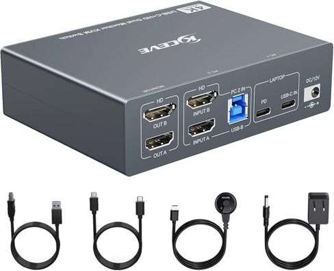 KVM Switch 3 Monitors 4 Computers 4K@60Hz, 2 HDMI and Displayport KVM Switch Triple Monitor for 4 Computer Share 3 Monitor and 4 USB3.0 Port,EDID Simulation,Wired Remote and 4 USB Cables Included in Kuwait