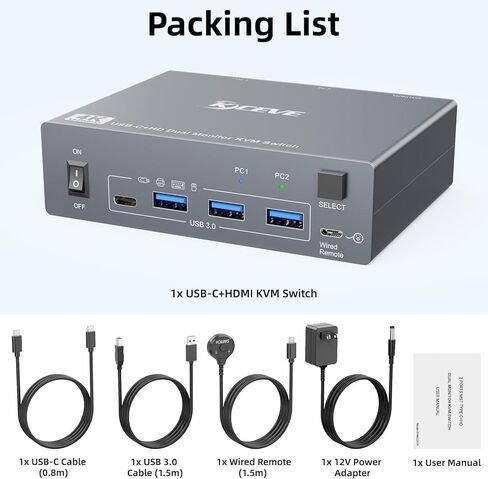 KVM Switch 3 Monitors 4 Computers 4K@60Hz, 2 HDMI and Displayport KVM Switch Triple Monitor for 4 Computer Share 3 Monitor and 4 USB3.0 Port,EDID Simulation,Wired Remote and 4 USB Cables Included in Kuwait
