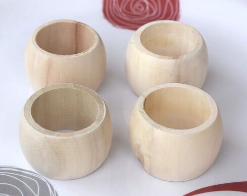 6 Pack Wooden Pumpkin Design Napkin Rings for Fall and Halloween Table Decor, Rustic Pumpkin-Shaped, Perfect for Thanksgiving and Autumn Celebrations - Natural Burnt in Kuwait