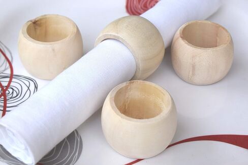 6 Pack Wooden Pumpkin Design Napkin Rings for Fall and Halloween Table Decor, Rustic Pumpkin-Shaped, Perfect for Thanksgiving and Autumn Celebrations - Natural Burnt in Kuwait