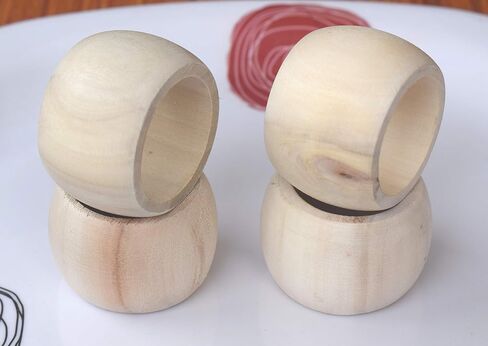6 Pack Wooden Pumpkin Design Napkin Rings for Fall and Halloween Table Decor, Rustic Pumpkin-Shaped, Perfect for Thanksgiving and Autumn Celebrations - Natural Burnt in Kuwait
